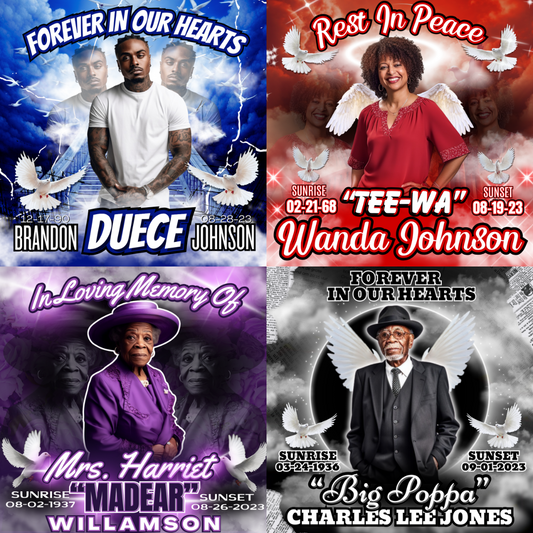 Editable Memorial Digital Designs (4 Designs)