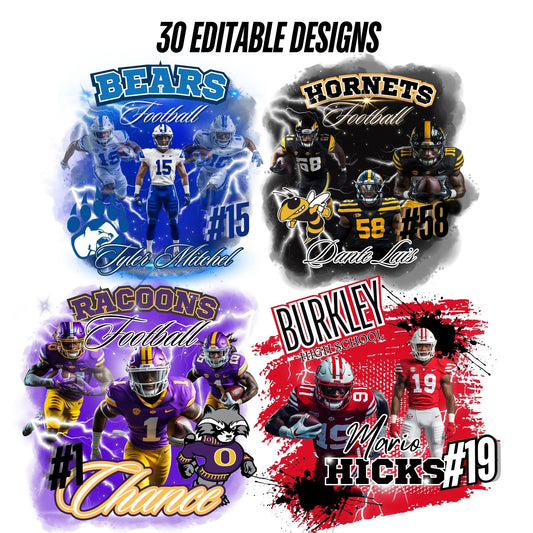 Editable (Canva) Football Designs - 30 Designs